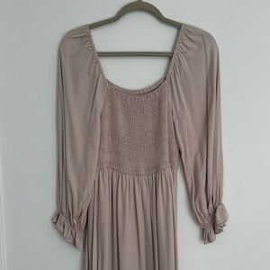 Zesica size Small Women's Blush Long-Sleeve Smocked Bodice Dress